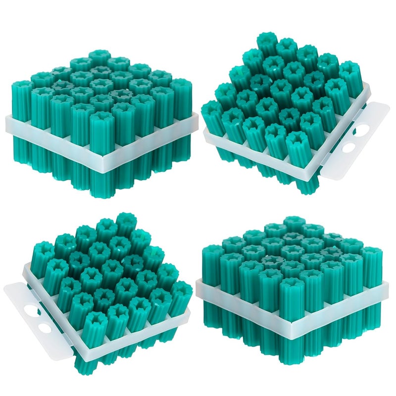 Lineshading 100 Pcs Expanding Plastic Concrete Anchors Screw Anchors Drywall Wall Expansion Pipe for Hollow Walls Tile Cement Bolt Expansion Tube (1/4" X 1" for #10,#11, or #12 Screws,Green) - Image 1